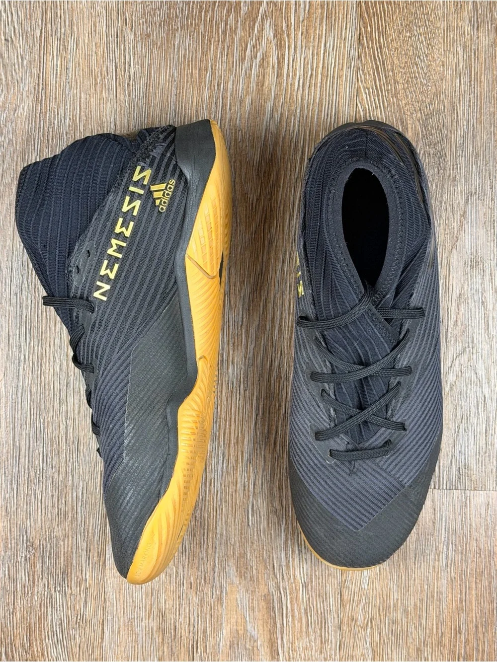 Adidas Nemeziz 19.3 Indoor Soccer Shoes Black Gold Sock-Fit | Men’s 8